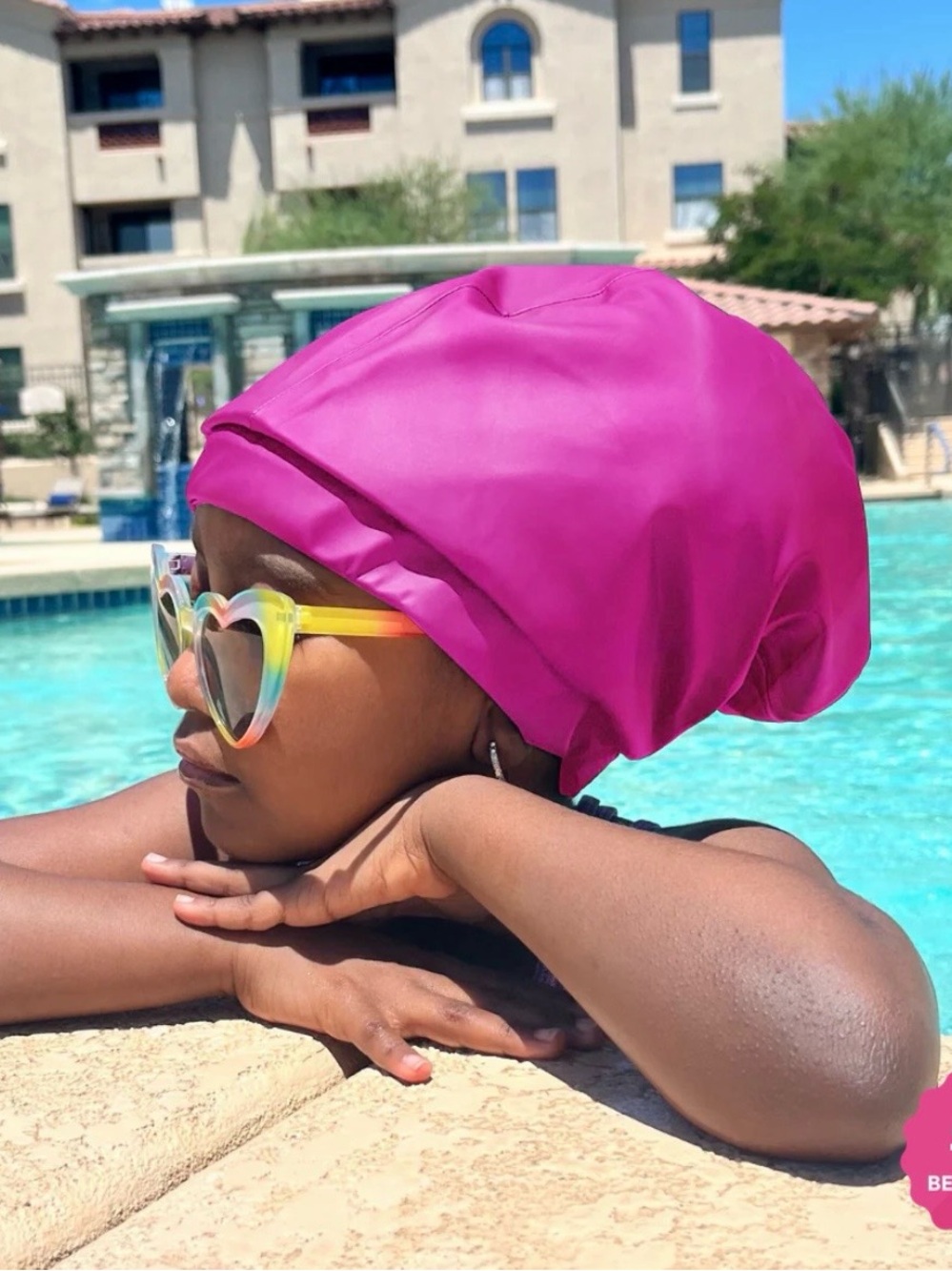 Hairbrella Kids Swim Cap - Vibrant Magenta Satin-Feel